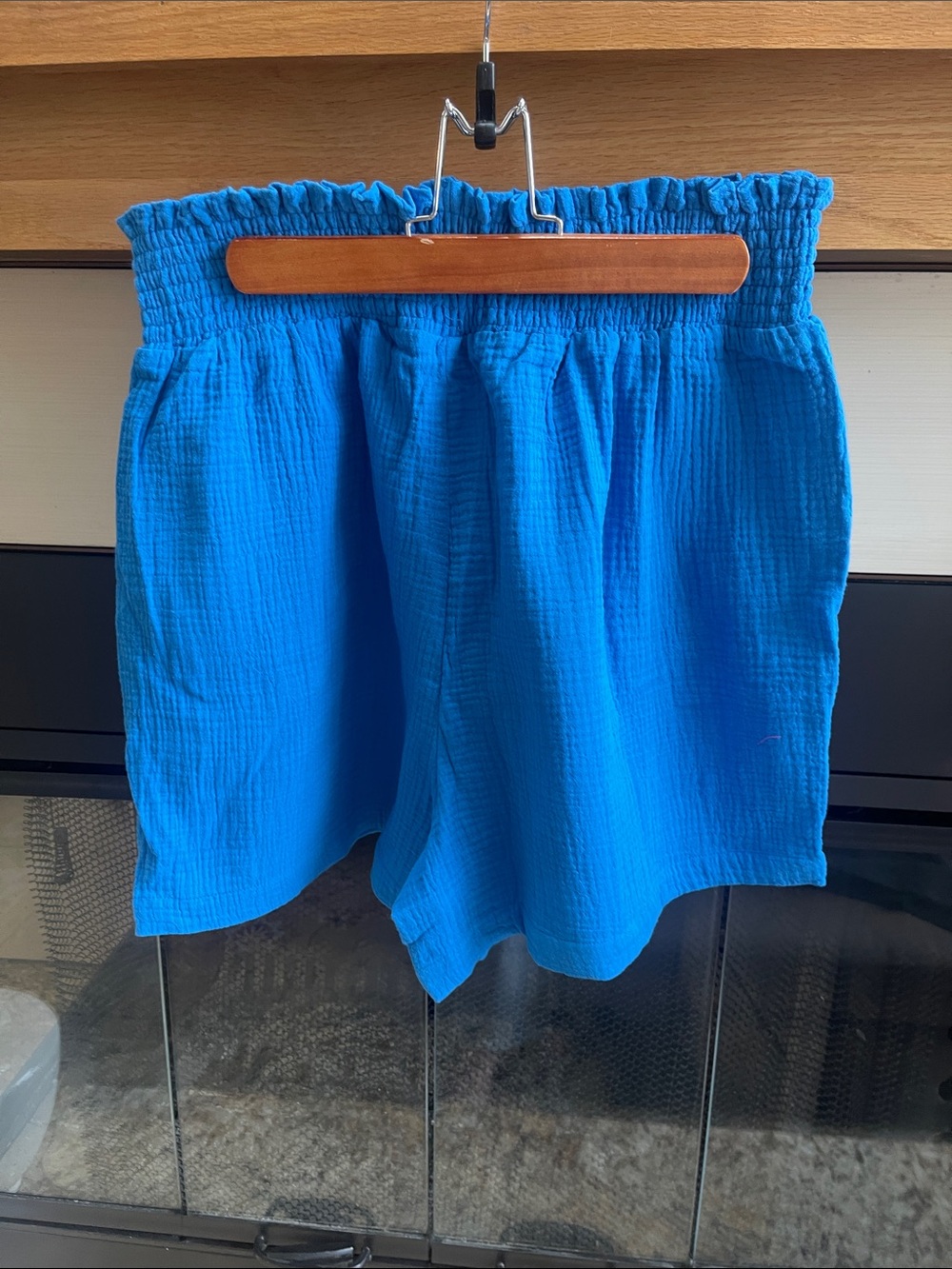 C&C California Bright Blue Smocked High-Waist Shorts - Picture 3 of 3